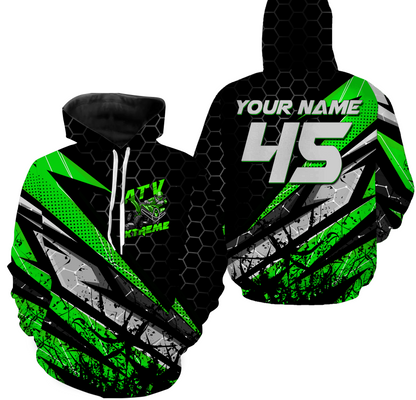 Adult ATV Quad Hoodie Green Custom Quad Bike Hooded Jersey Men Women Extreme Off-Road PDT905