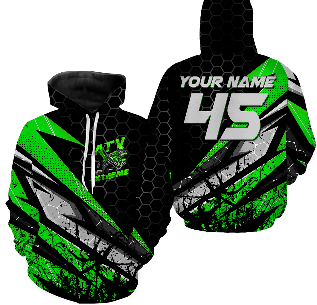 Adult ATV Quad Hoodie Green Custom Quad Bike Hooded Jersey Men Women Extreme Off-Road PDT905