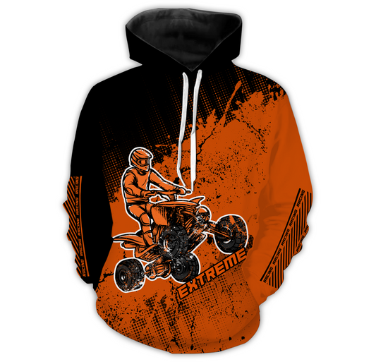 Custom ATV Motocross Hooded Jersey Orange Men Women Off-Road Quad Bike Hoodie Extreme PDT913