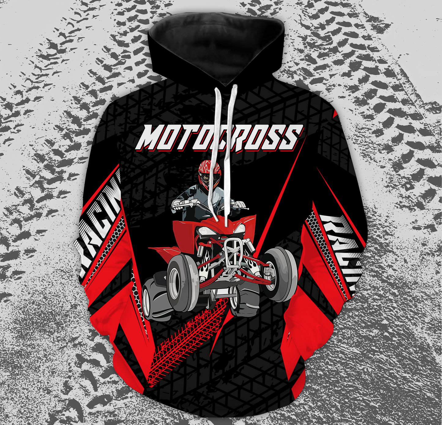 Personalized Quad Bike Hoodie Men Women Red ATV Motocross Hooded Jersey For Adult Off-Road PDT917