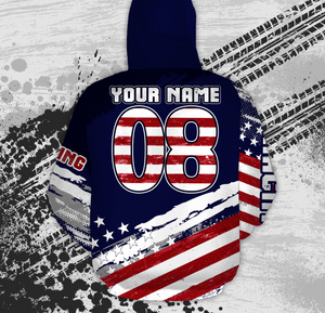 American Flag Quad Bike Hooded Jersey Men Women Custom ATV Motocross Hoodie Patriotic PDT919