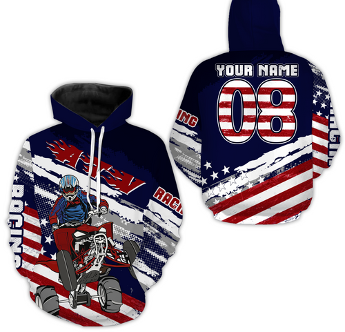 American Flag Quad Bike Hooded Jersey Men Women Custom ATV Motocross Hoodie Patriotic PDT919