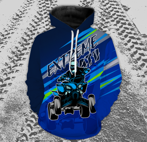 Custom Blue ATV Quad Hoodie Men Women Extreme ATV Motocross Quad Bike Hooded Jersey PDT921