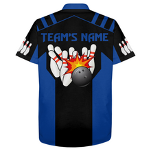 Load image into Gallery viewer, Black&amp;Blue Bowling Shirt For Men &amp; Women Custom Retro Bowling Jersey Hawaiian Bowling League Shirt BDT351
