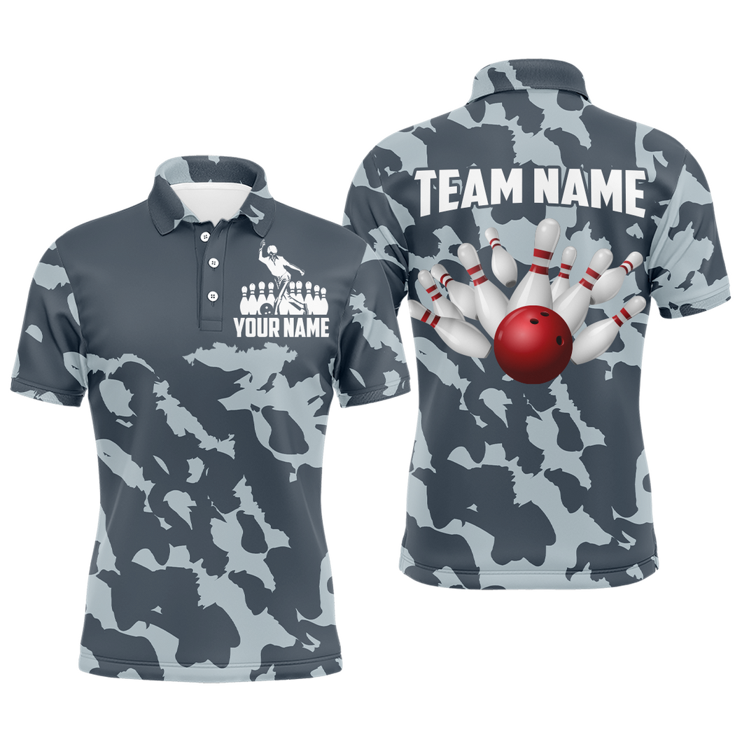 Custom Bowling Shirts For Men Women Bowling Team League Jersey Camo Bowling Polo Shirts Unisex BDT594