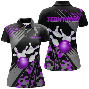 Custom Bowling Jerseys Men Women Bowling Shirt Purple Camo Bowling Team Shirt Polo BDT595