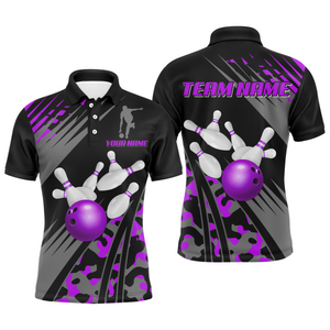 Custom Bowling Jerseys Men Women Bowling Shirt Purple Camo Bowling Team Shirt Polo BDT595