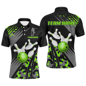 Custom Bowling Jerseys Men Women Bowling Shirt Green Camo Bowling Team Shirt Polo BDT595