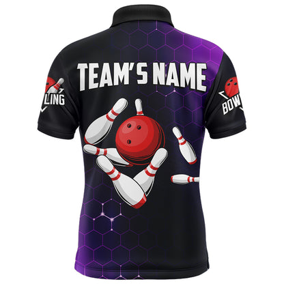 Purple Bowling Polo Shirt for Men Custom Bowling Jersey Bowling Team League Shirt BDT258