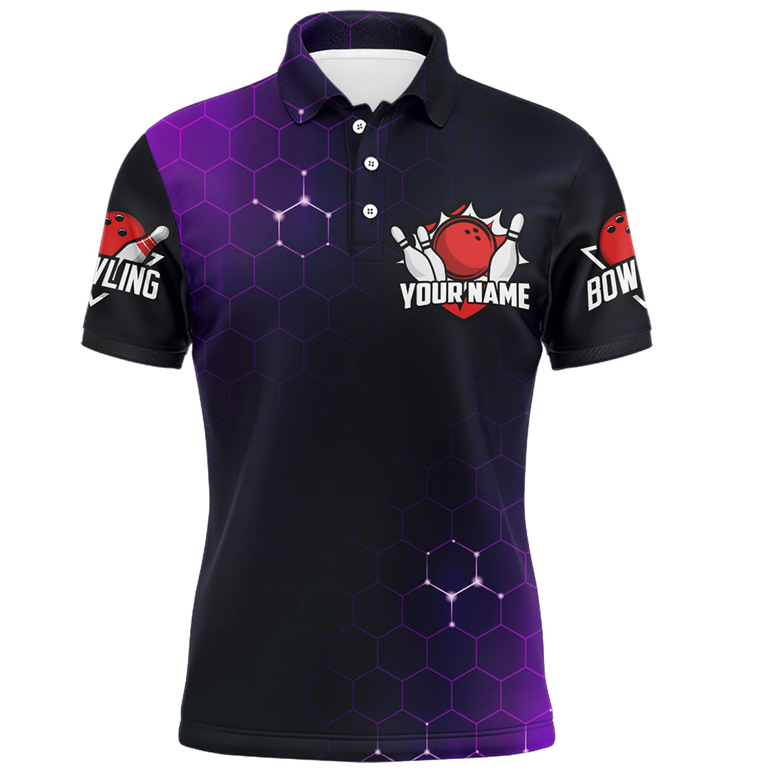 Purple Bowling Polo Shirt for Men Custom Bowling Jersey Bowling Team League Shirt BDT258