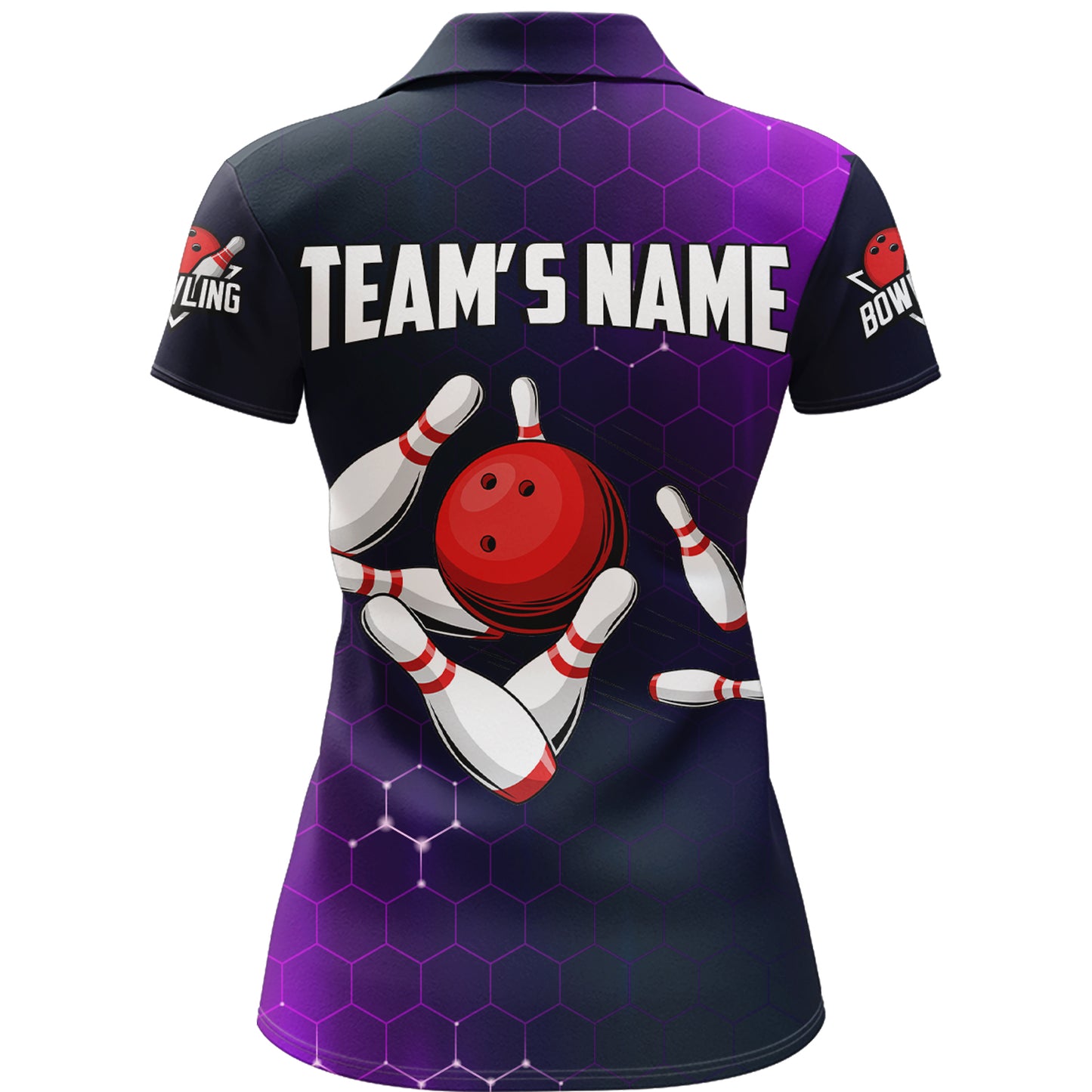 Purple Bowling Polo Shirt for Women Custom Bowling Jersey Bowling Team League Shirt BDT258