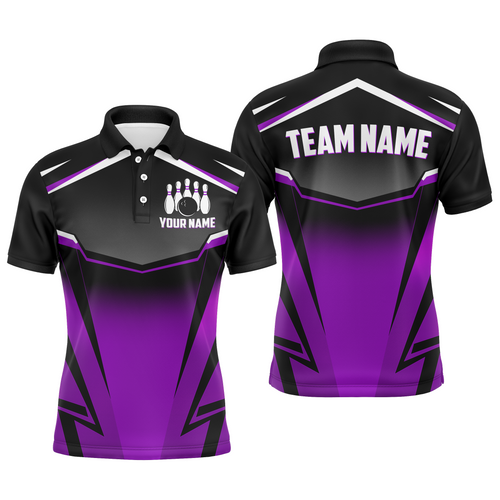 Custom Bowling Shirts Men & Women Purple Bowling Team Jersey Unisex Polo Bowling Uniform BDT530