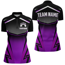 Load image into Gallery viewer, Custom Bowling Shirts Men &amp; Women Purple Bowling Team Jersey Unisex 1/4 Zip Bowling Uniform BDT530