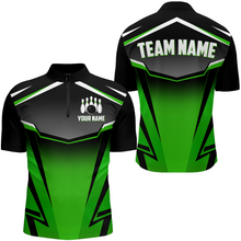 Load image into Gallery viewer, Custom Bowling Shirts Men &amp; Women Green Bowling Team Jersey Unisex 1/4 Zip Bowling Uniform BDT530