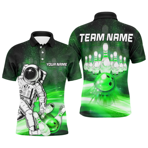 Astronaut Green Bowling Shirts Men & Women Personalized Bowling Team Jersey Unisex Polo BDT532