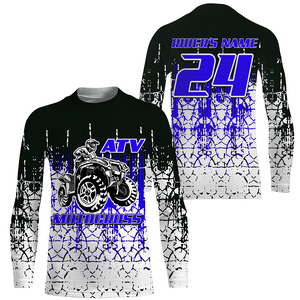 Personalized ATV Motocross Jersey Men Kid UPF30+ Blue Quad Bike Shirt Off-Road ATV MX Racing PDT721