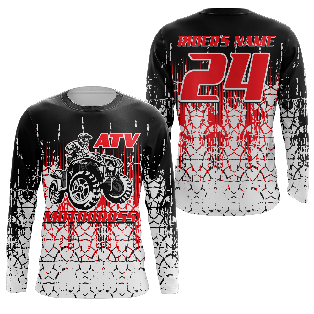 Personalized ATV Motocross Jersey Men Kid UPF30+ Red Quad Bike Shirt Off-Road ATV MX Racing PDT721