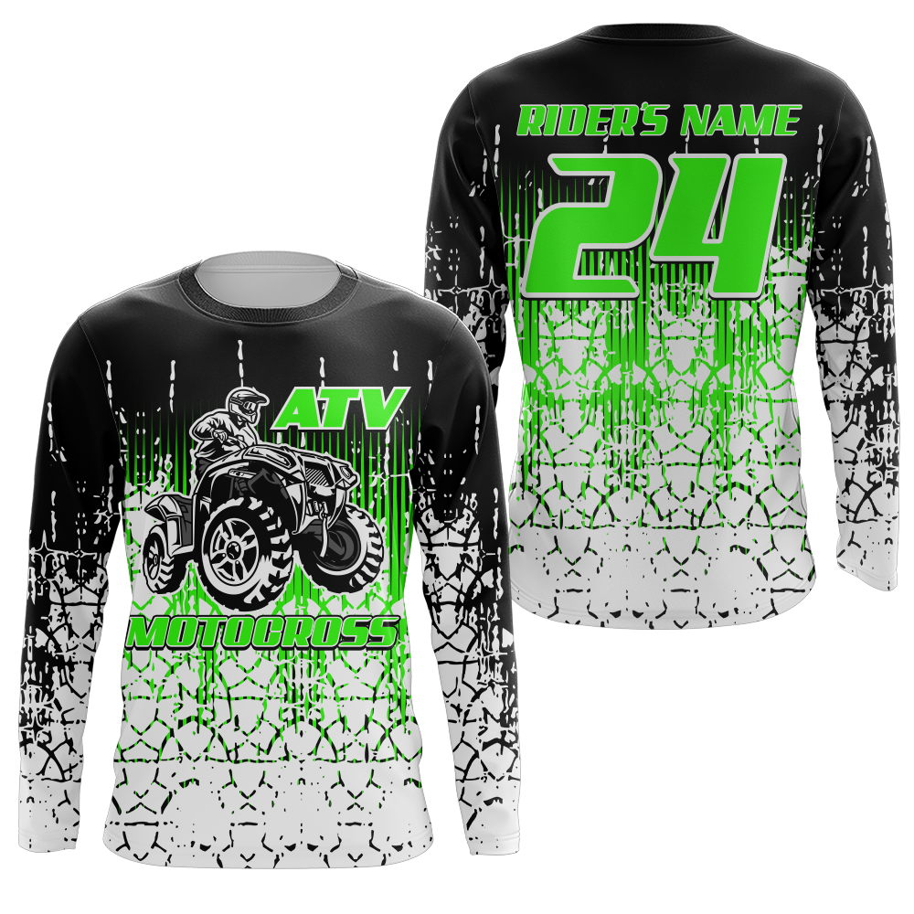 Personalized ATV Motocross Jersey Men Kid UPF30+ Green Quad Bike Shirt Off-Road ATV MX Racing PDT721