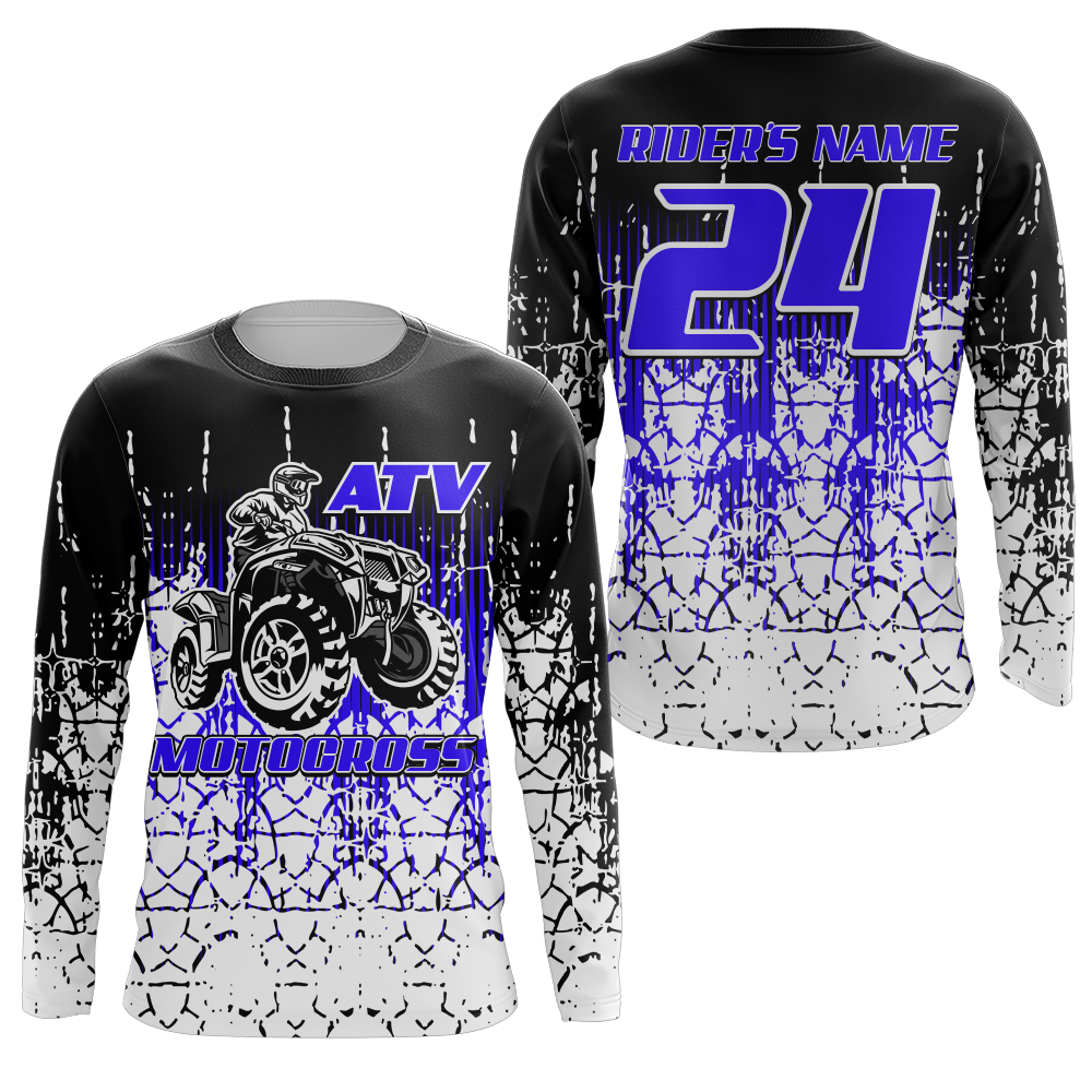 Personalized ATV Motocross Jersey Men Kid UPF30+ Blue Quad Bike Shirt Off-Road ATV MX Racing PDT721