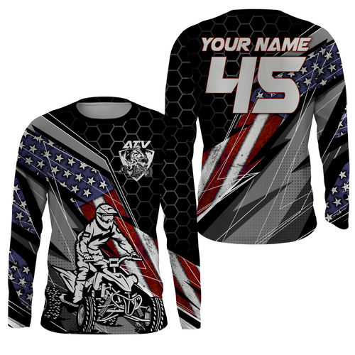 American Quad Racing Jersey Kid Men Women UPF30+ ATV Motocross Off-road Shirt Patriotic ATV Racing PDT834