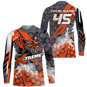 Kid Women Men ATV Motocross Racing Jersey Orange UPF30+ Quad Bike Off-road Shirt ATV Extreme PDT836