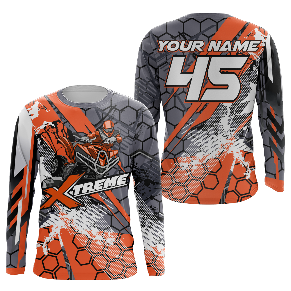 Kid Women Men ATV Motocross Racing Jersey Orange UPF30+ Quad Bike Off-road Shirt ATV Extreme PDT836