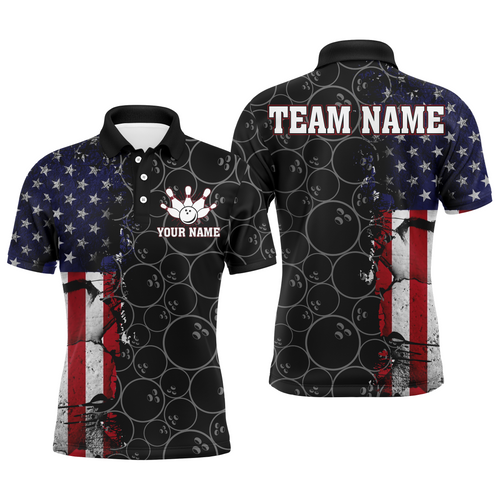 American Flag Bowling Jerseys For Men & Women Custom Bowling Polo & Quarter-Zip Shirt BDT413