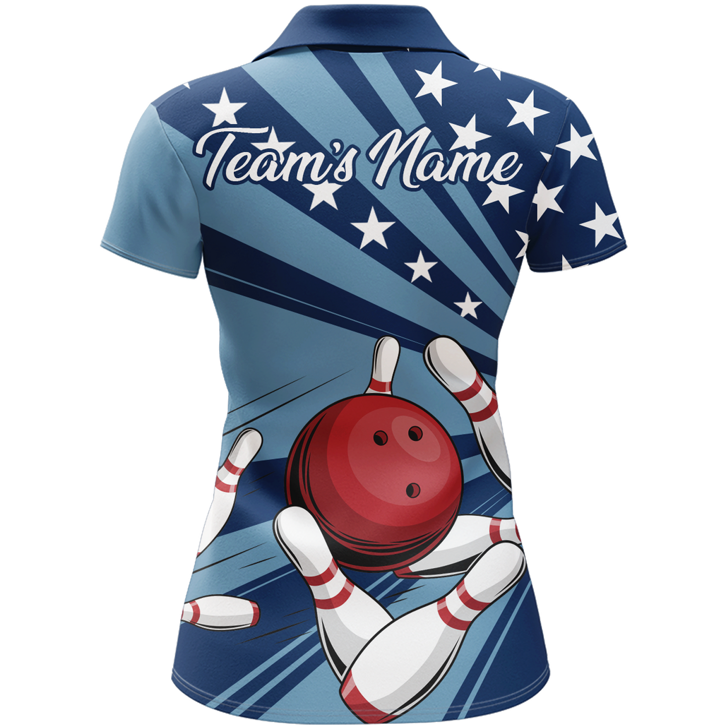Custom Navy Bowling Jersey For Women American Flag Bowling Team Shirt Bowling Polo Shirt BDT309