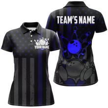 Load image into Gallery viewer, Custom Blue Bowling Shirts Men &amp; Women American Bowling Team Jersey Polo Patriotic BDT567