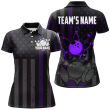 Load image into Gallery viewer, Custom Purple Bowling Shirts Men &amp; Women American Bowling Team Jersey Polo Patriotic BDT567