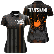 Load image into Gallery viewer, Custom Orange Bowling Shirts Men &amp; Women American Bowling Team Jersey Polo Patriotic BDT567