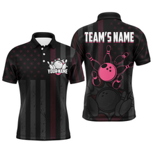 Load image into Gallery viewer, Custom Pink Bowling Shirts Men &amp; Women American Bowling Team Jersey Polo Patriotic BDT567