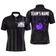 Load image into Gallery viewer, Custom Purple Bowling Shirts Men &amp; Women American Bowling Team Jersey Polo Patriotic BDT567