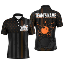 Load image into Gallery viewer, Custom Orange Bowling Shirts Men &amp; Women American Bowling Team Jersey Polo Patriotic BDT567