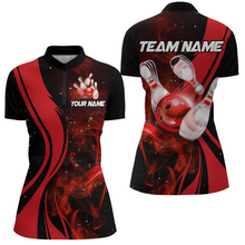 Load image into Gallery viewer, Red Bowling Shirt Personalized Men &amp; Women Bowling Team Jersey Bowling 1/4 Zip Shirts BDT570