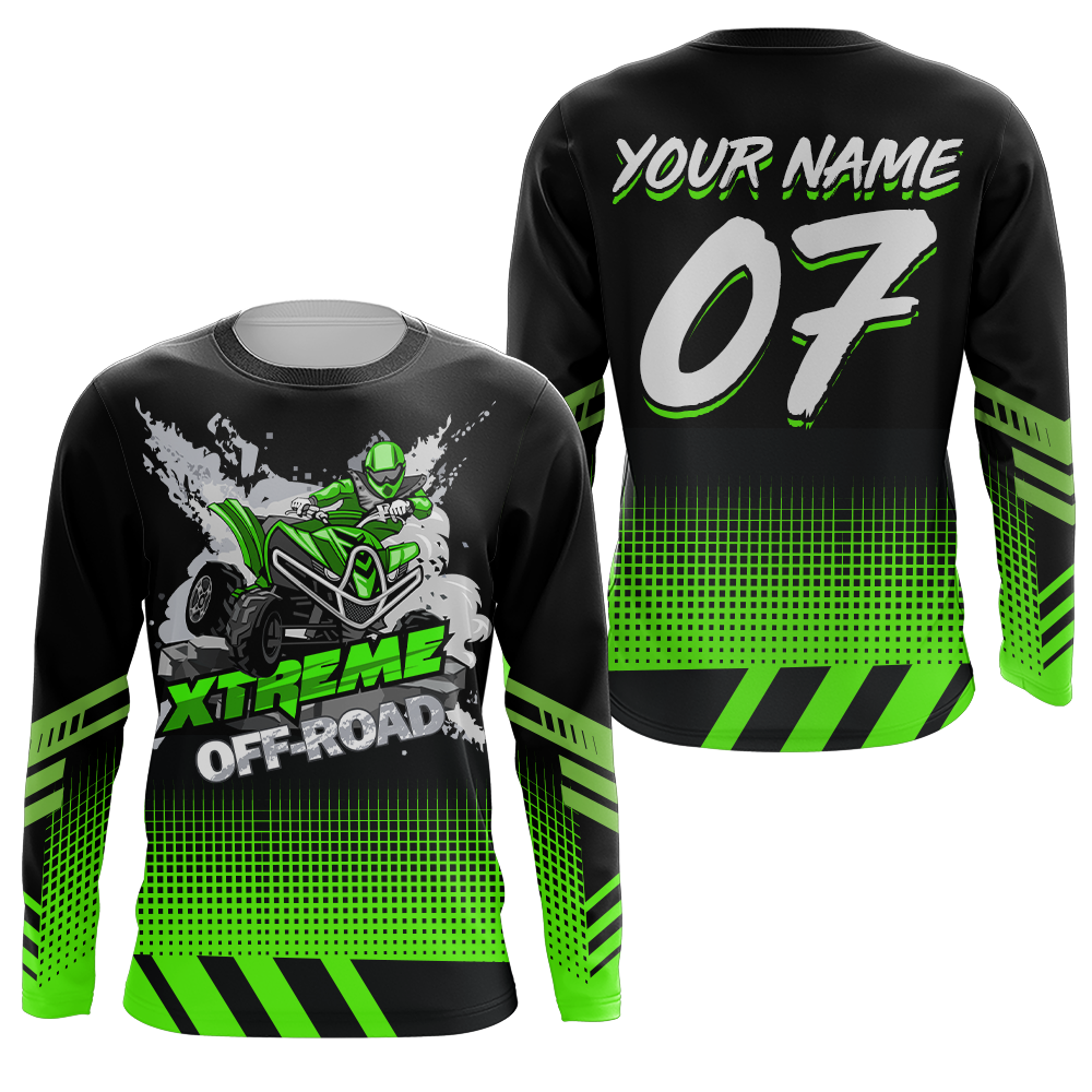 Custom ATV Motocross Jersey Green Upf30+ Kid Men Women Quad Bike Shirt Extreme Off-Road PDT846