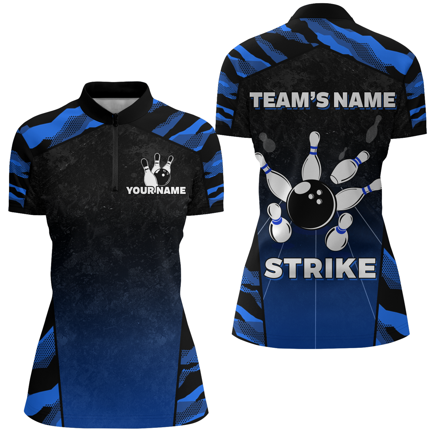 Camo Bowling Shirt Women Custom Bowling Quarter-Zip Shirt Strike Bowling Team Jersey BDT328