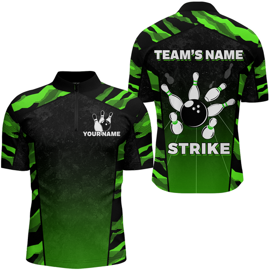 Camo Bowling Shirt Men Custom Bowling Quarter-Zip Shirt Strike Bowling Team Jersey BDT328