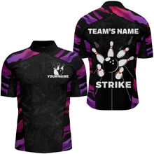 Load image into Gallery viewer, Red And Purple Bowling Shirts For Men Women Custom Bowling Quarter-Zip Shirts Team Bowling Jersey BDT448
