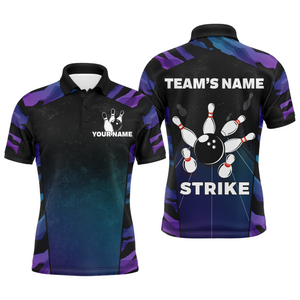 Blue And Purple Bowling Shirt Men Women Personalized Bowling Jersey Team Bowling Polo Shirts BDT449