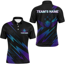 Load image into Gallery viewer, Blue And Purple Bowling Shirt Men Women Custom Name Bowling Jersey Team Bowling Polo Shirts BDT451