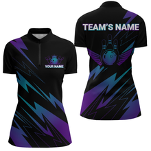 Load image into Gallery viewer, Blue And Purple Bowling Shirt Men Women Custom Name Bowling Jersey Team Bowling Quarter-Zip Shirts BDT451