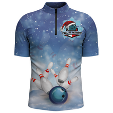 Load image into Gallery viewer, Christmas Bowling Shirt For Men Custom Bowling Jersey Team League Bowling Quarter-Zip Shirt BDT382