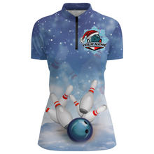 Load image into Gallery viewer, Christmas Bowling Shirt Women Custom Bowling Jersey Team League Bowling Quarter-Zip Shirt BDT382