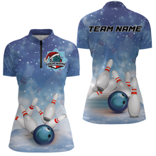 Load image into Gallery viewer, Christmas Bowling Shirt Women Custom Bowling Jersey Team League Bowling Quarter-Zip Shirt BDT382