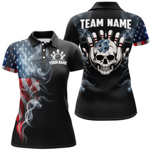 Load image into Gallery viewer, Custom Skull Bowling Shirts For Men Women American Flag Bowling Jersey Team BDT507