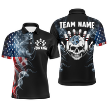 Load image into Gallery viewer, Custom Skull Bowling Shirts For Men Women American Flag Bowling Jersey Team BDT507