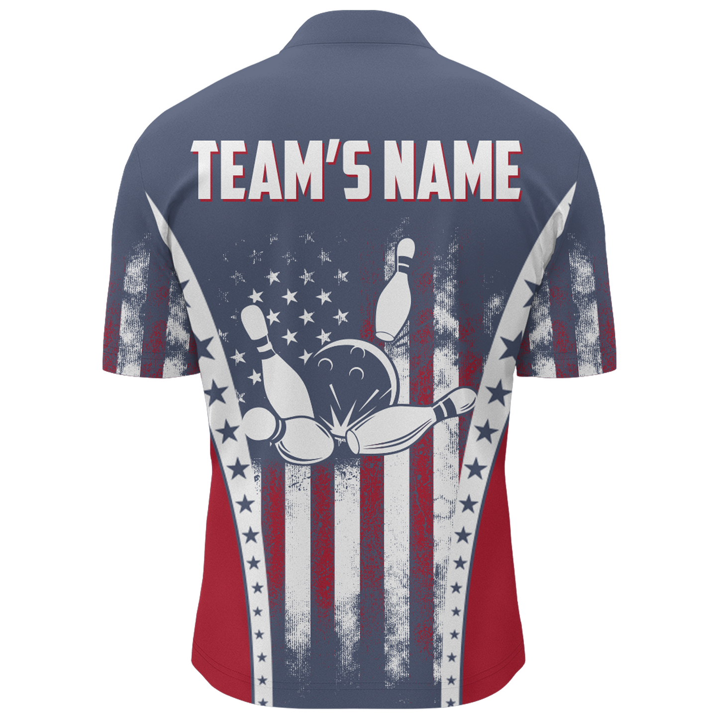 American Bowling Jersey For Men Custom Navy Bowling Shirt Team Bowling Quarter-Zip Shirt BDT316