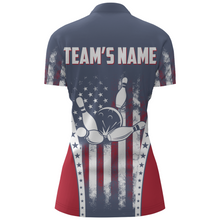 Load image into Gallery viewer, American Bowling Jersey For Women Custom Navy Bowling Shirt Team Bowling Quarter-Zip Shirt BDT316