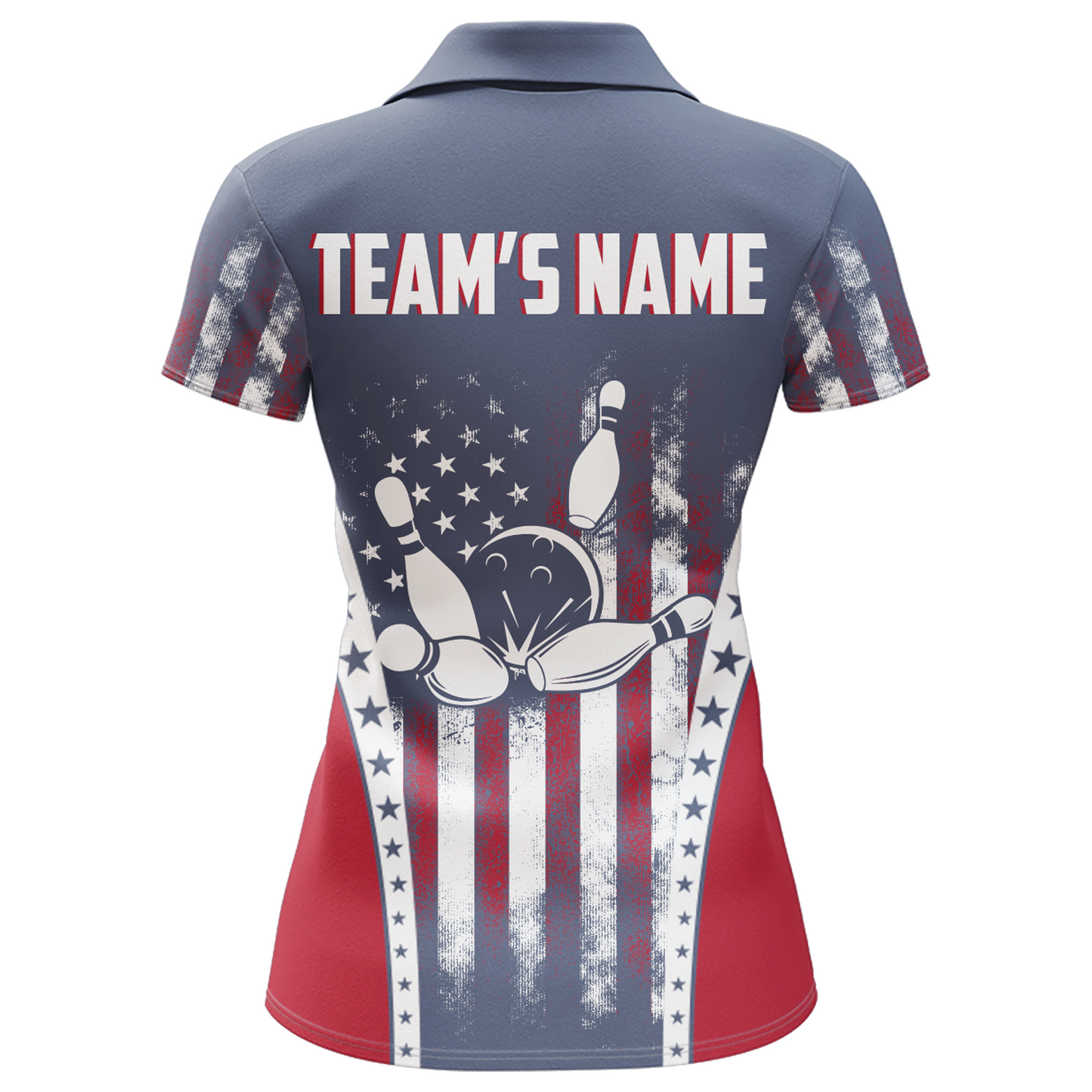 American Bowling Jersey For Women Custom Navy Bowling Shirt Team Bowling Polo Shirt BDT316